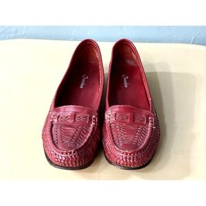 Vintage Famolare Women's Leather Woven Flats Red Shoes Size 7S WS1